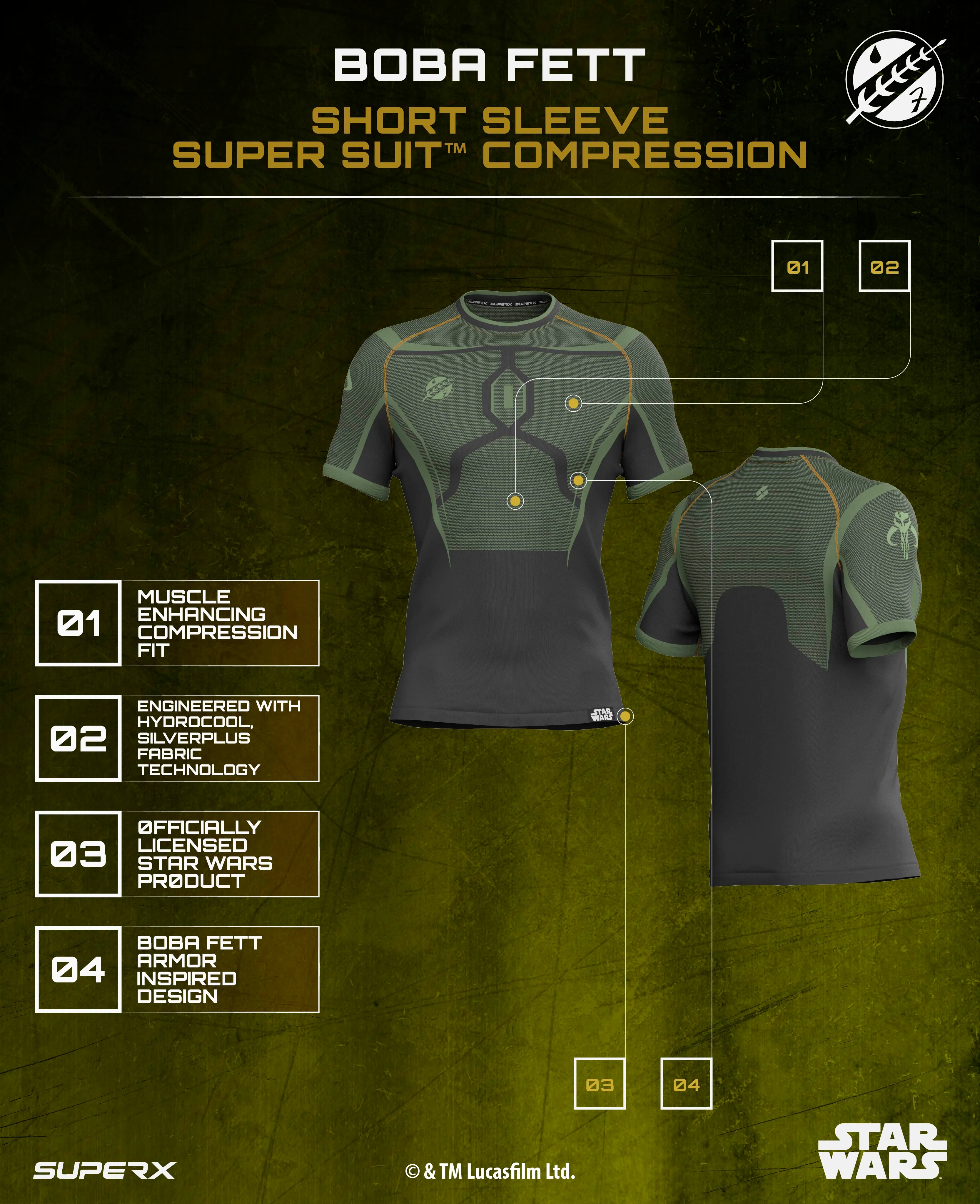 BOBA FETT Super Suit™ Compression Short Sleeve - Image 3