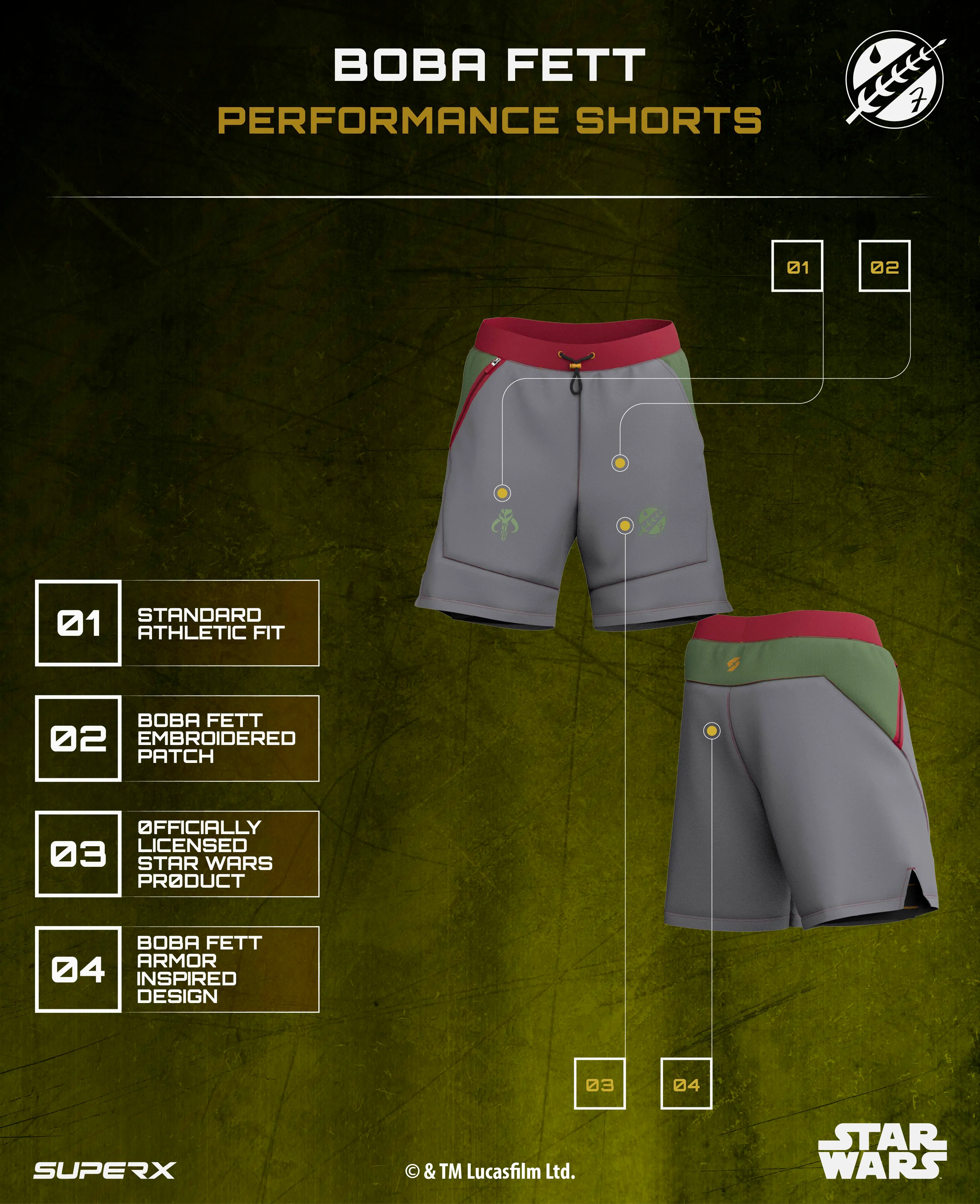 BOBA FETT 7" Performance Shorts w/Liner - Image 5