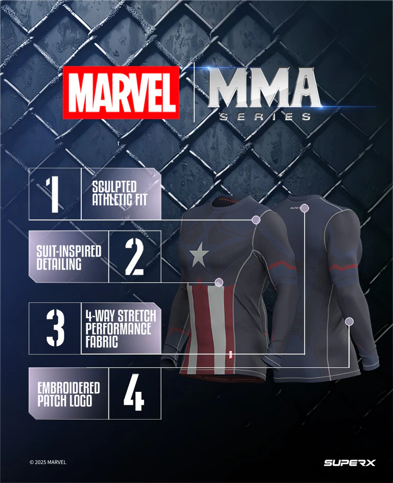 Captain America Long Sleeve MMA Rash Guard - Image 3