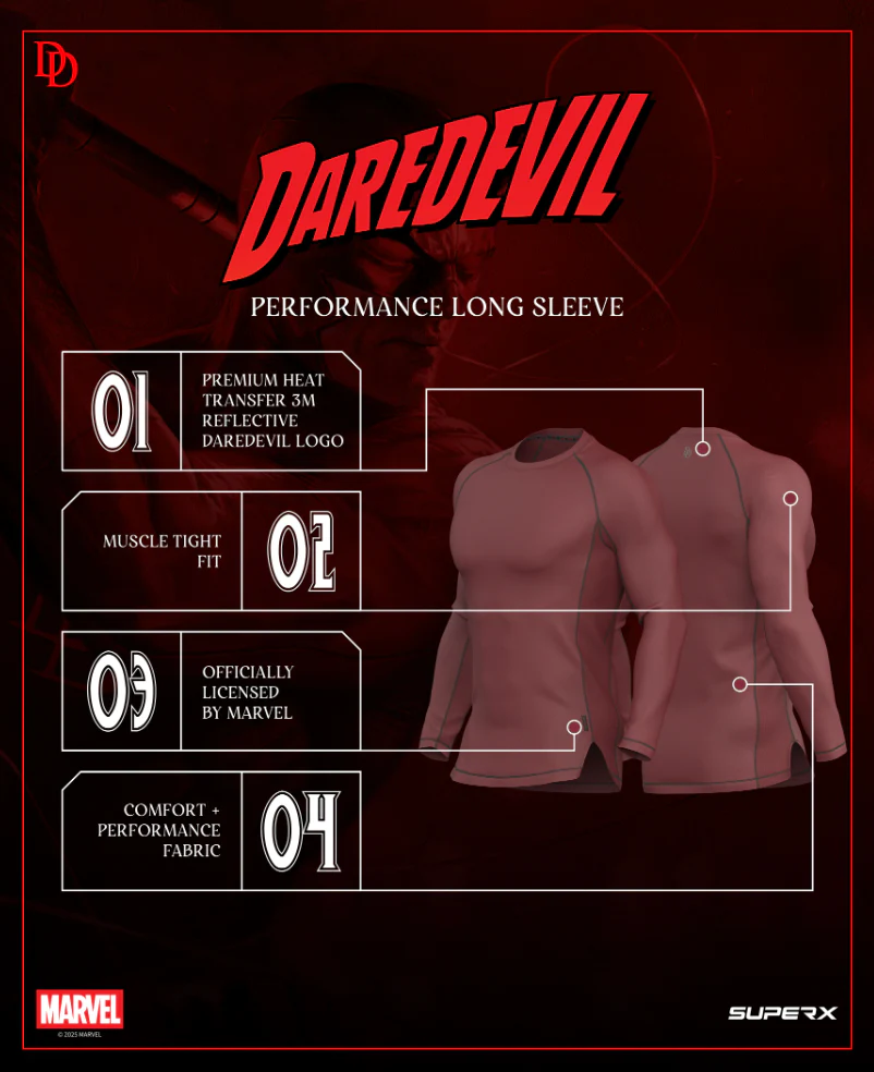 DAREDEVIL Origins Performance Long Sleeve - Crimson - Image 7