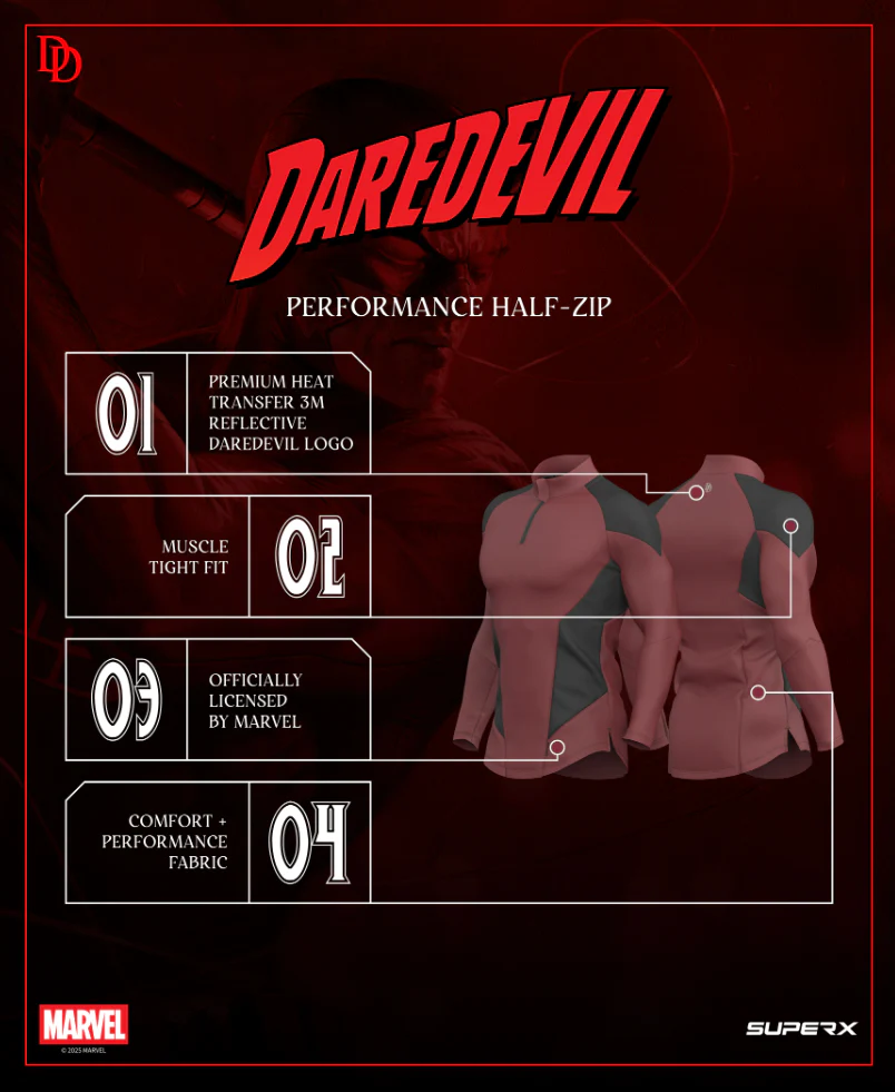 DAREDEVIL Performance 1/4 Zip Long Sleeve - Crimson - Image 9