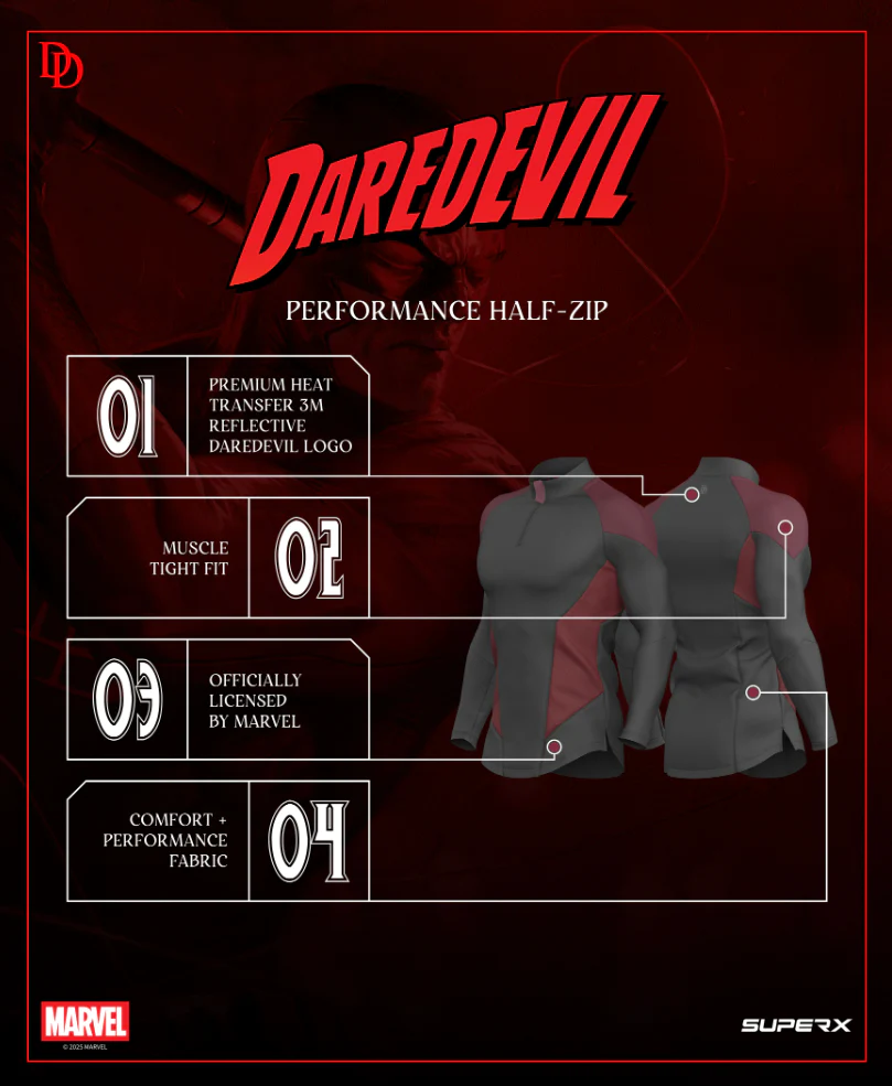 DAREDEVIL Performance 1/4 Zip Long Sleeve - Midnight Black - Image 9