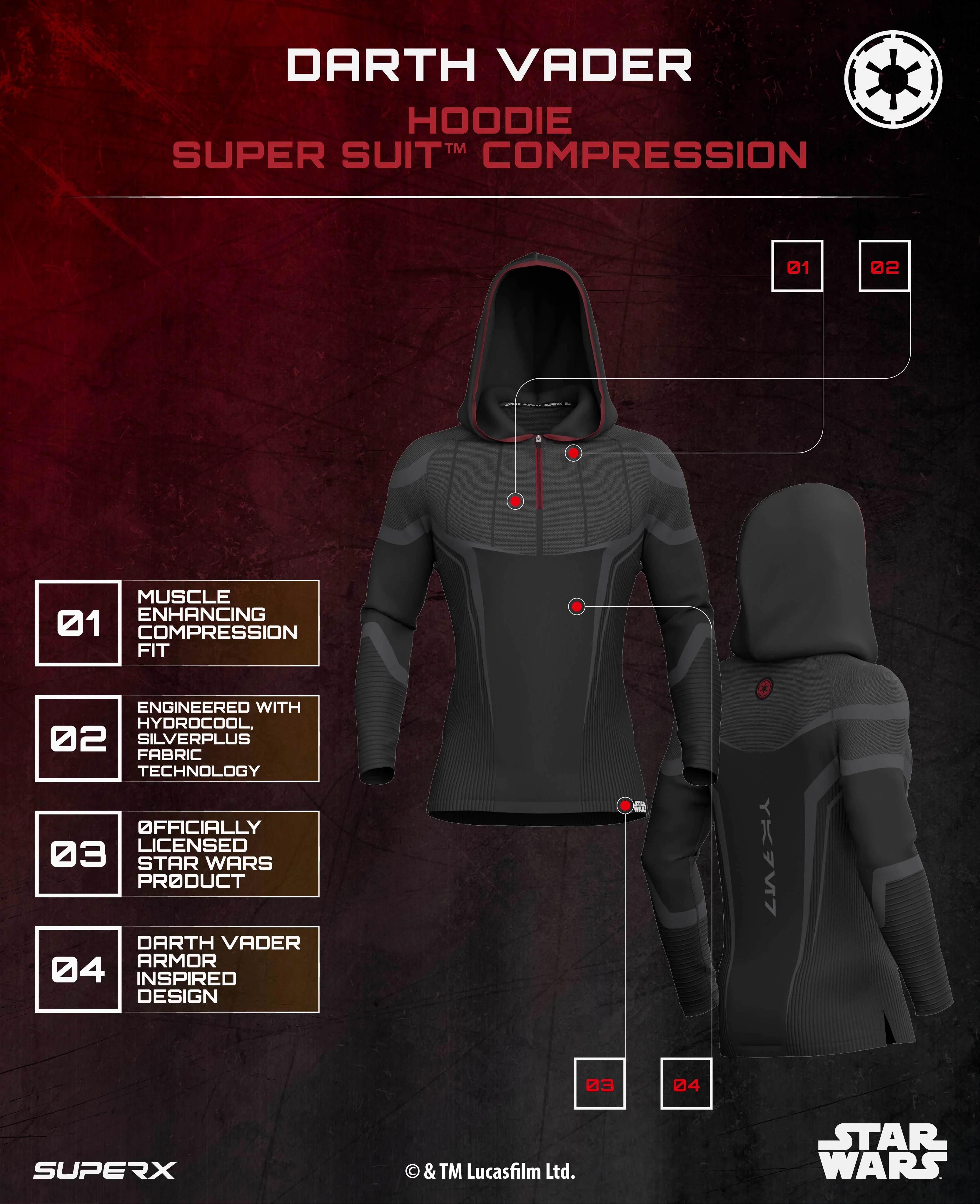 DARTH VADER Super Suit⢠Compression Pullover Hoodie - Image 7
