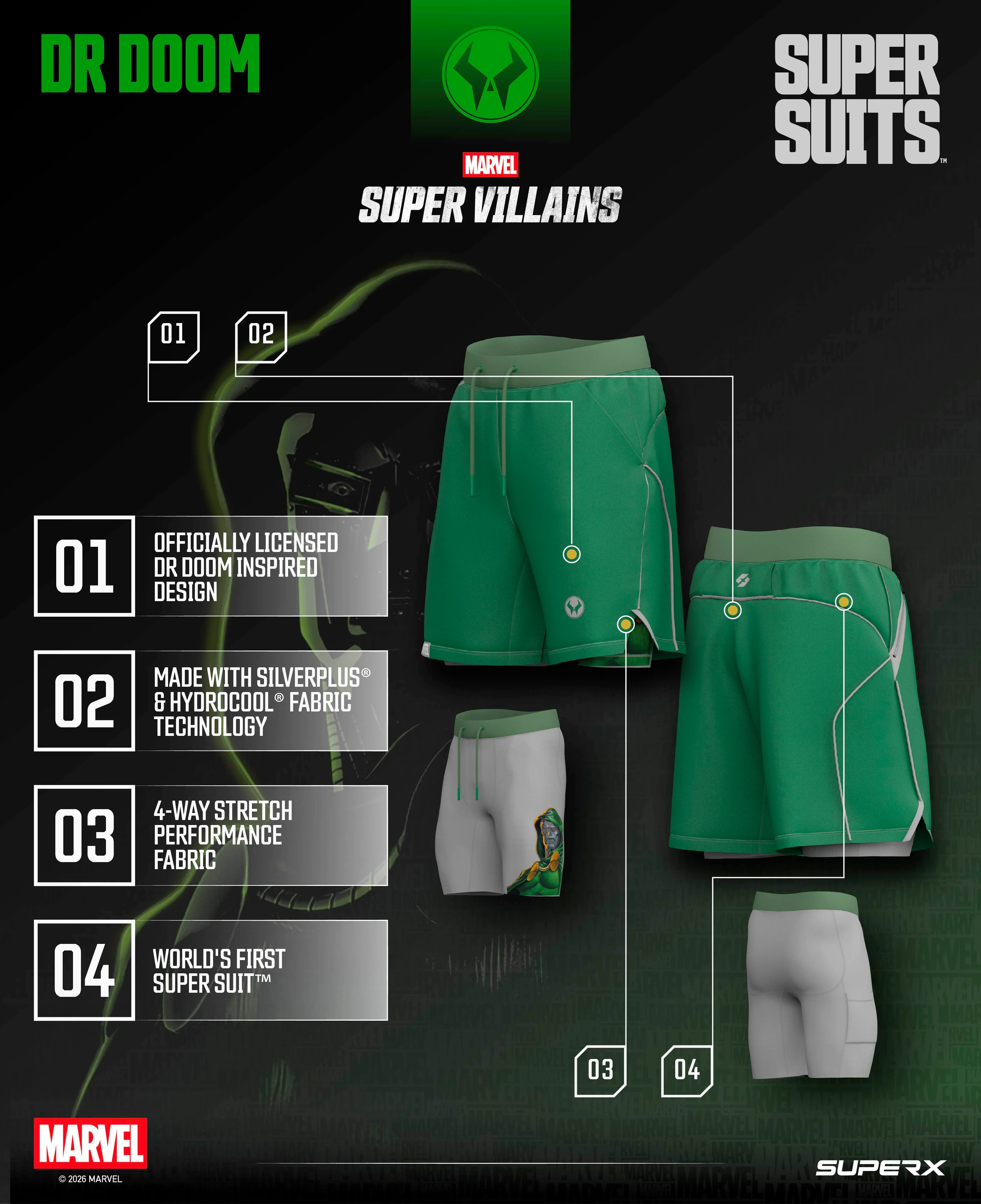 DOCTOR DOOM 7" Performance Shorts w/Liner 1 of 500 - Image 4