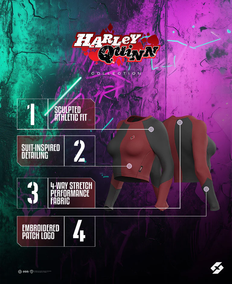 HARLEY QUINN Cropped Performance Long Sleeve - Image 9