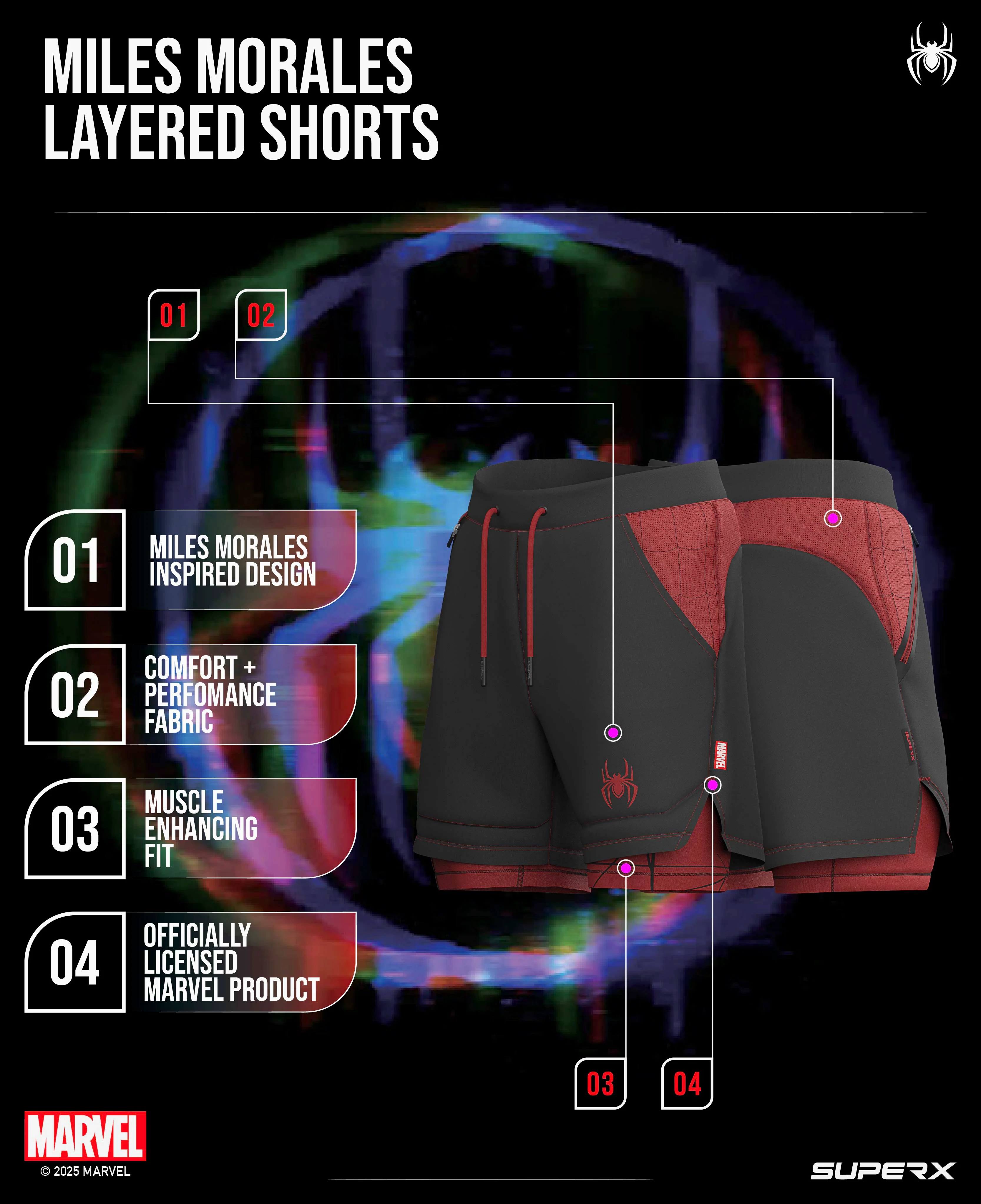 Spider-Man Miles Morales 7" Performance Shorts w/Liner - Image 8