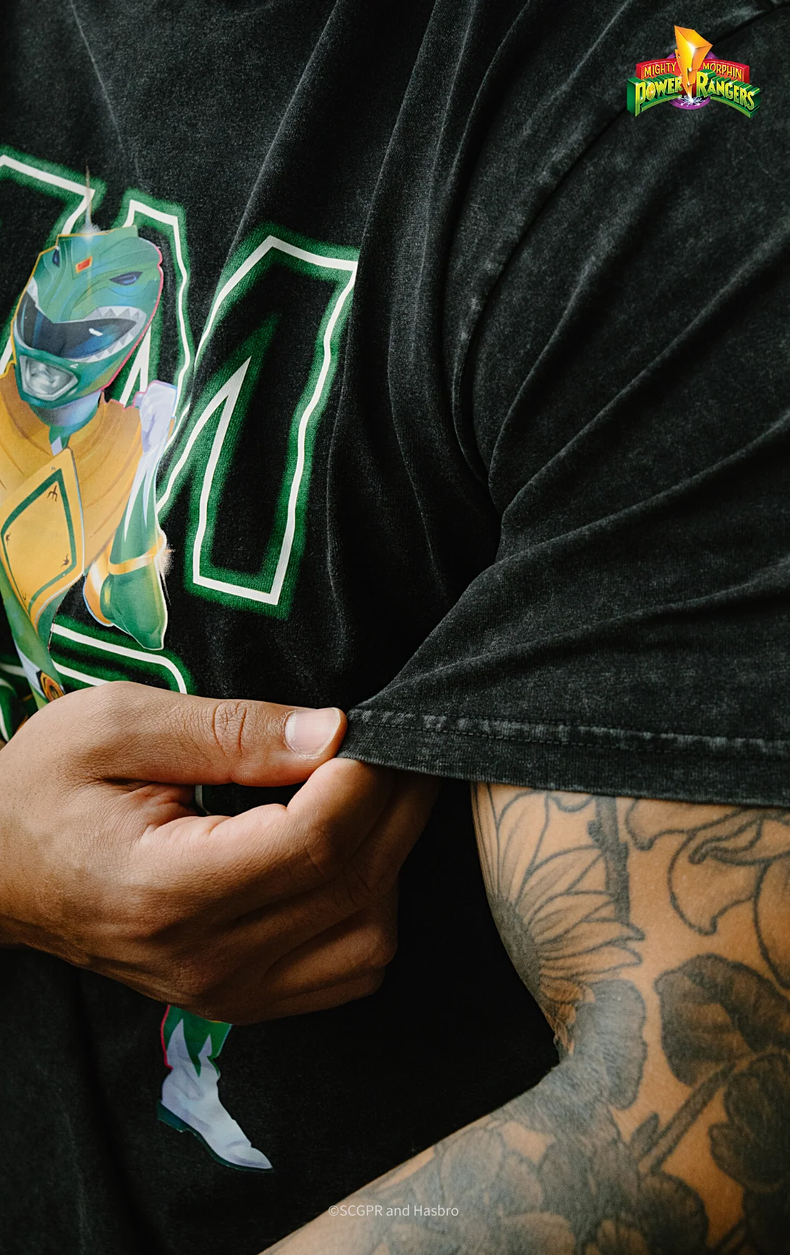 Green Ranger Retro Graphic Acid Wash Tee - Image 3