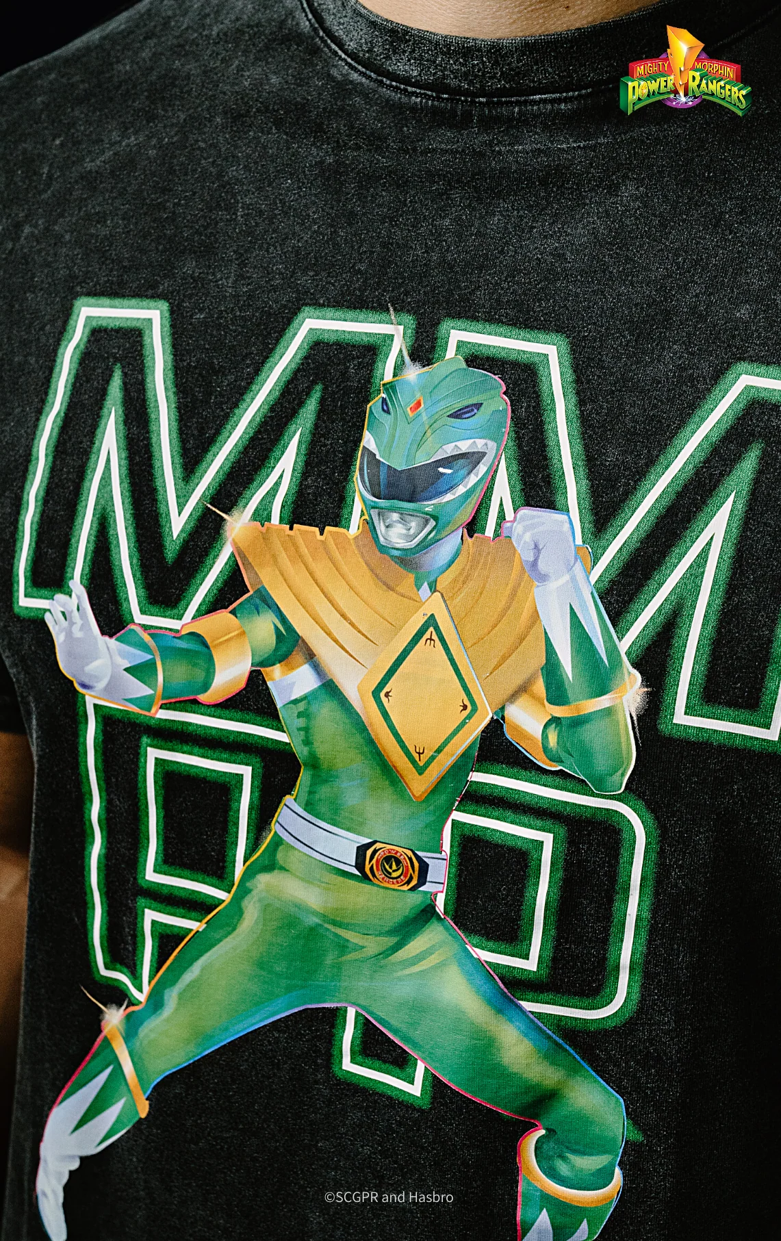Green Ranger Retro Graphic Acid Wash Tee - Image 4