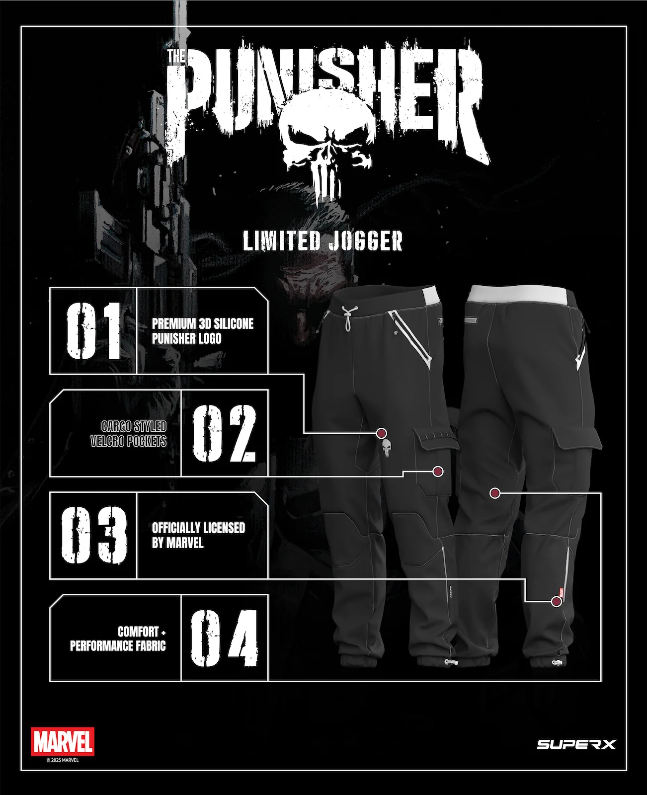 Marvel’s Punisher Limited Edition Performance Cargo Tactical Joggers - Image 8