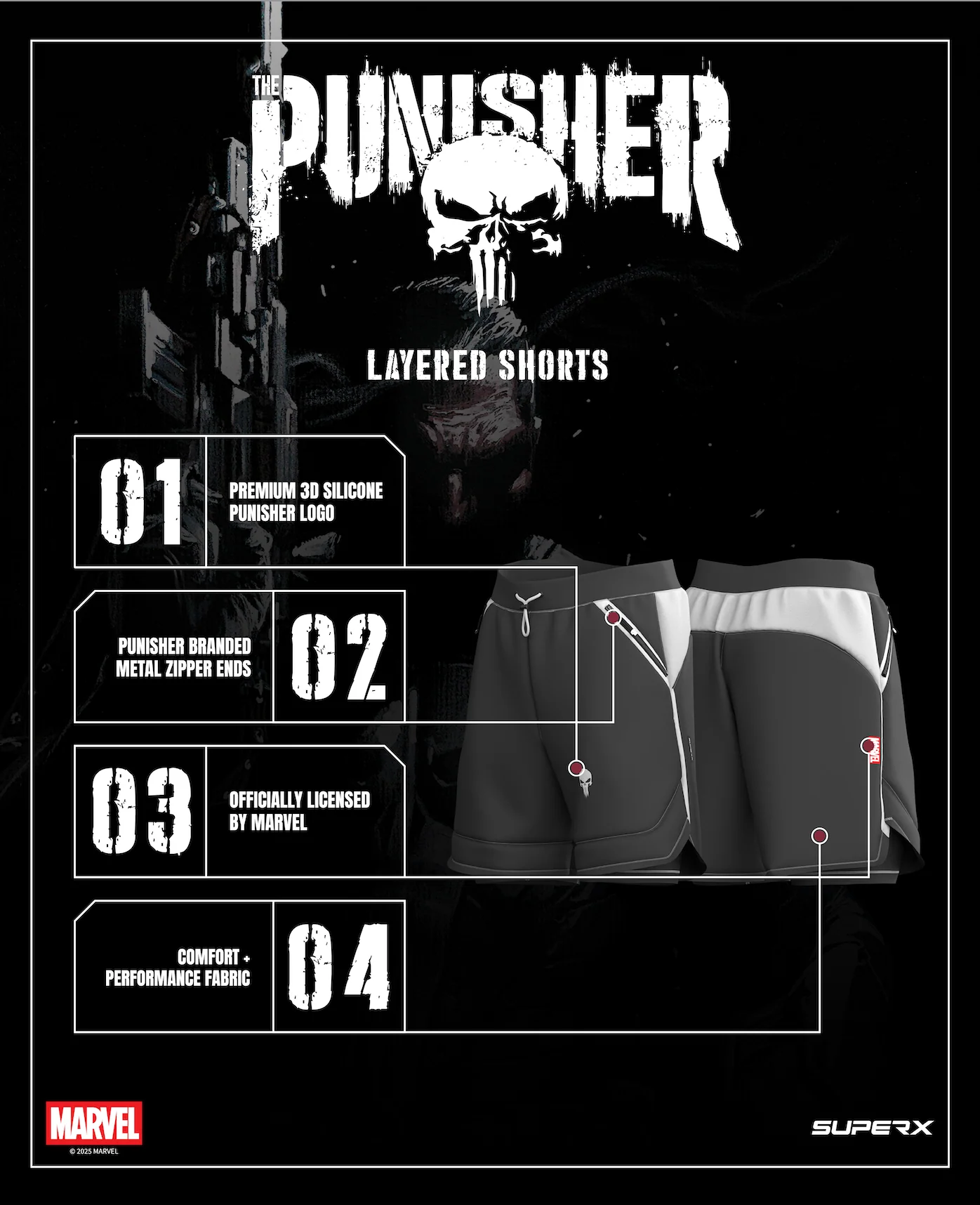 Marvel’s Punisher Performance 7" Liner Shorts - Image 7