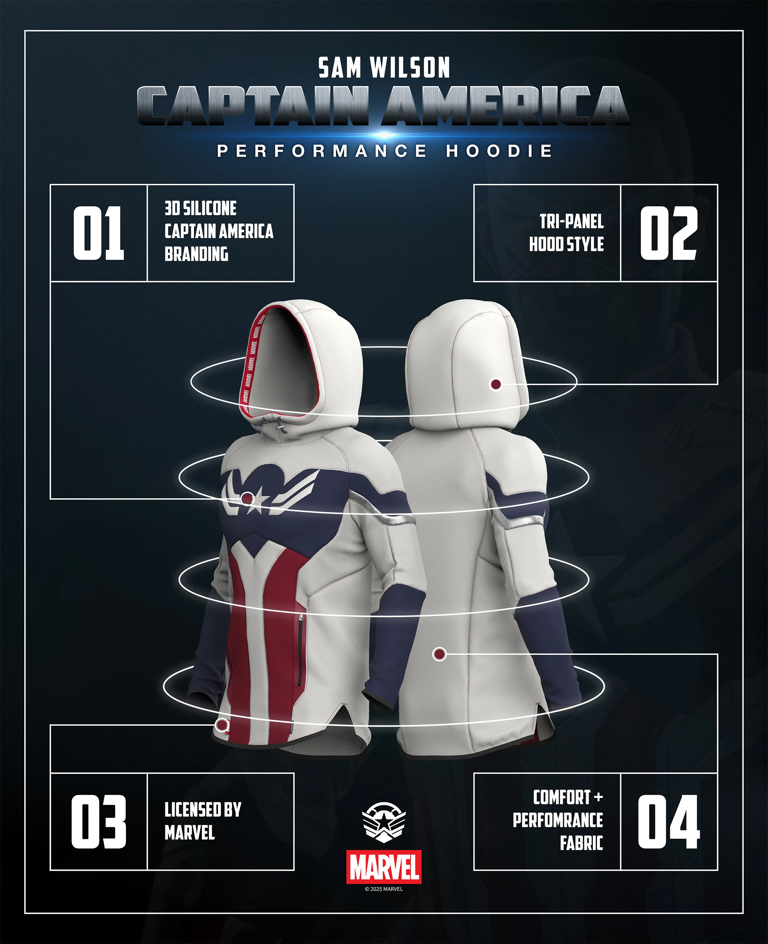 Captain America Sam Wilson Performance Pullover Hoodie 1 of 500 - Image 3