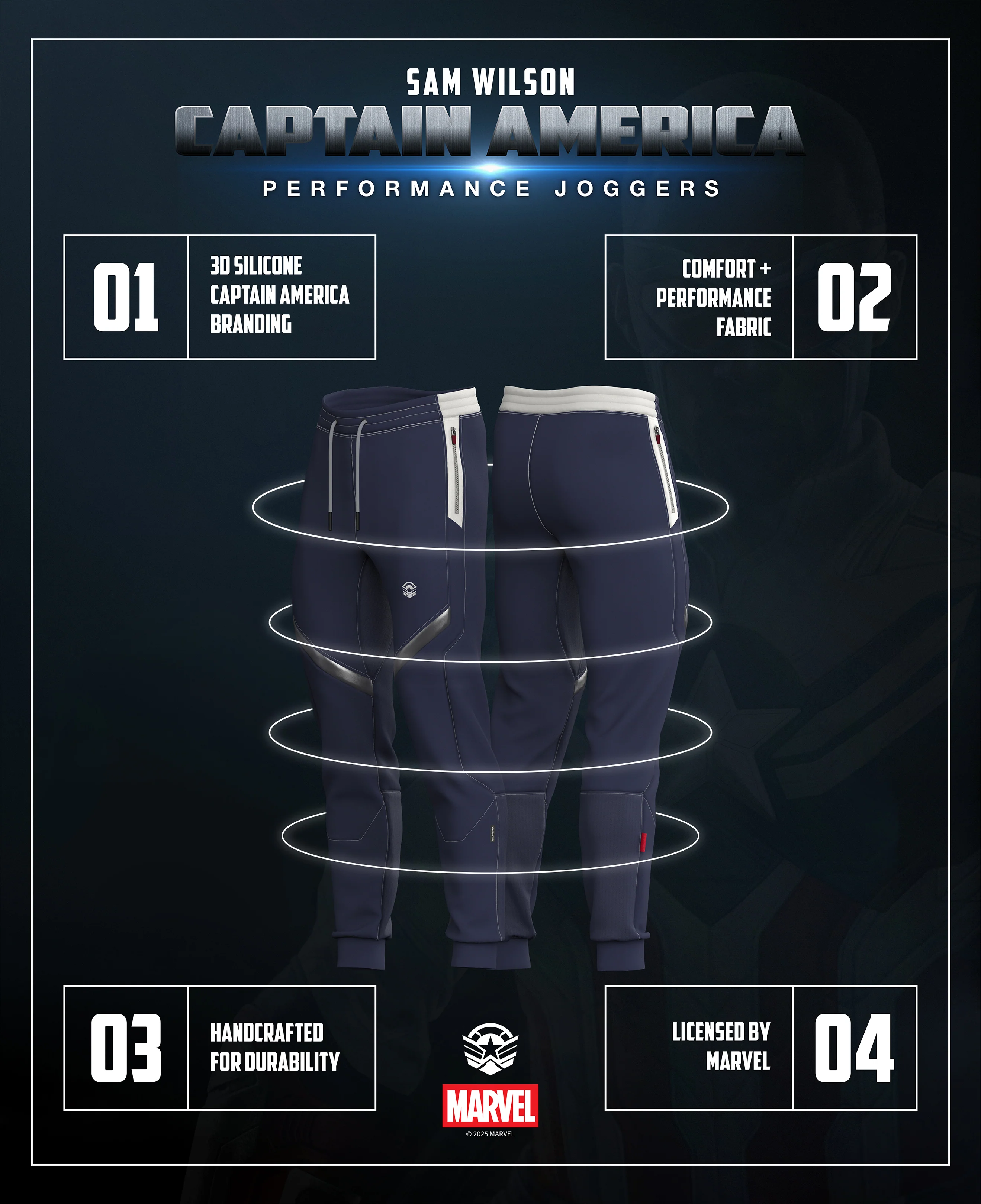 Captain America Sam Wilson Performance Joggers - Image 7