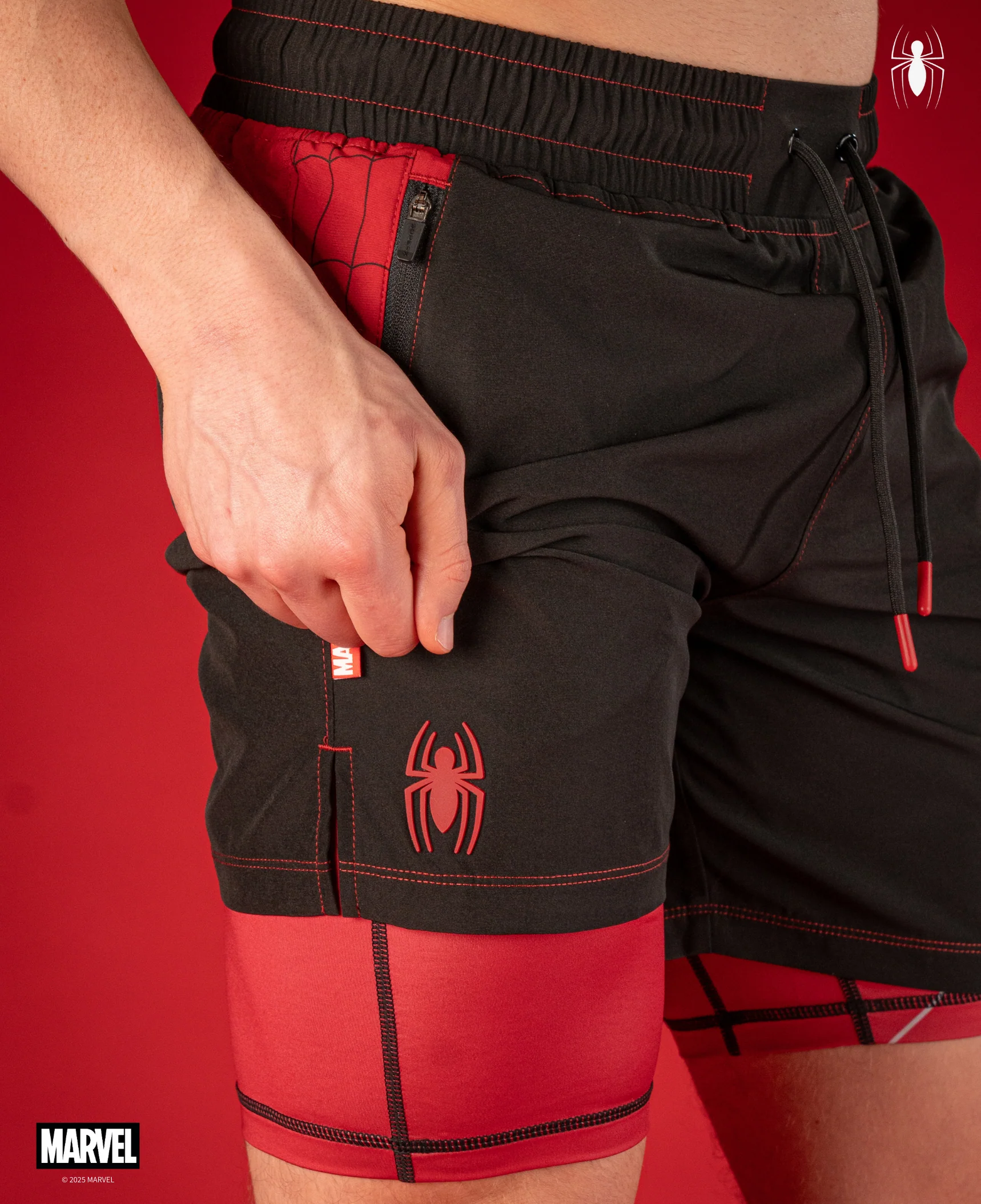 SPIDER-MAN Performance Lined Shorts 7" - Venom Black - Image 3