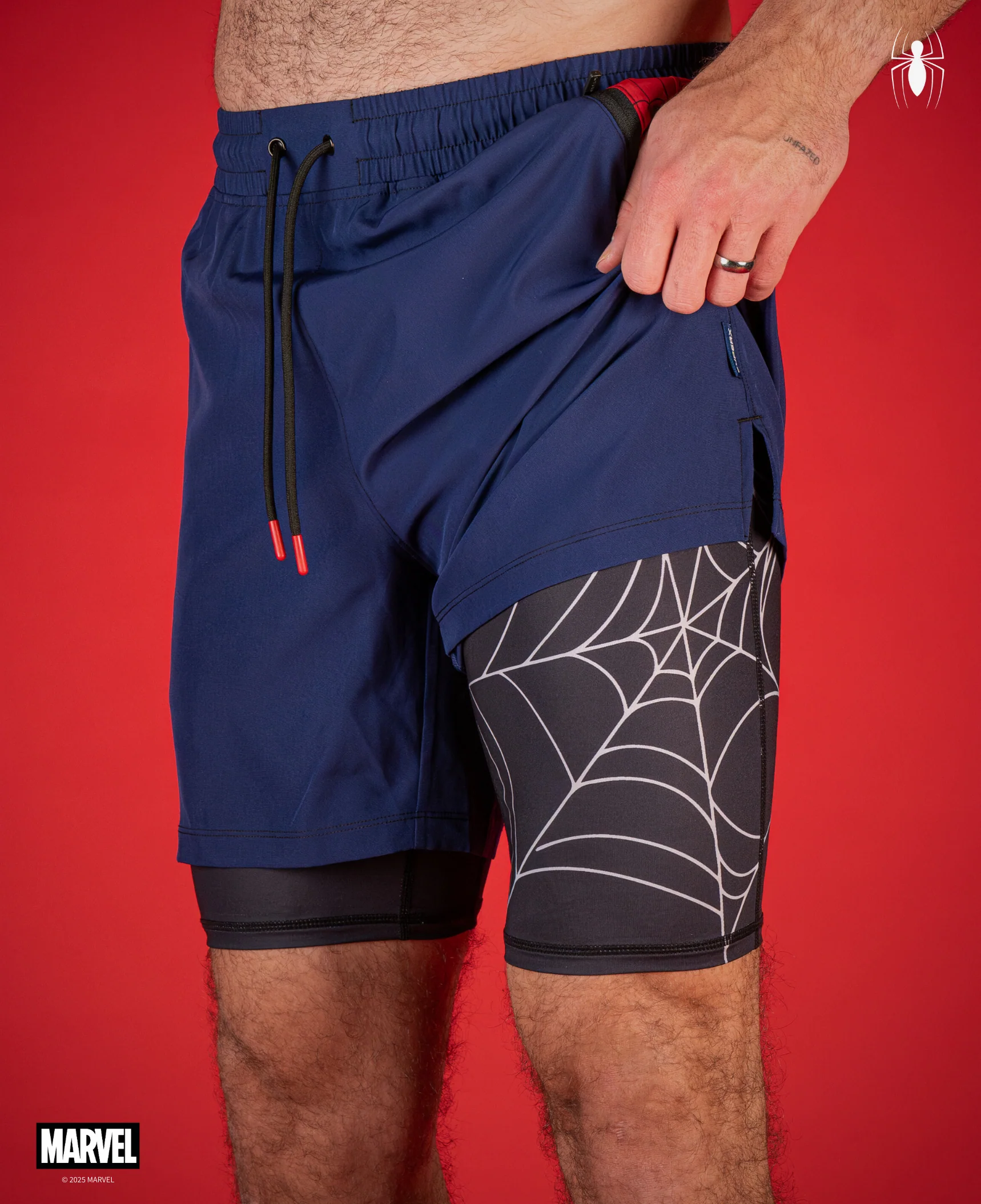 SPIDER-MAN Performance Lined Shorts 7" - Carnage Blue - Image 3